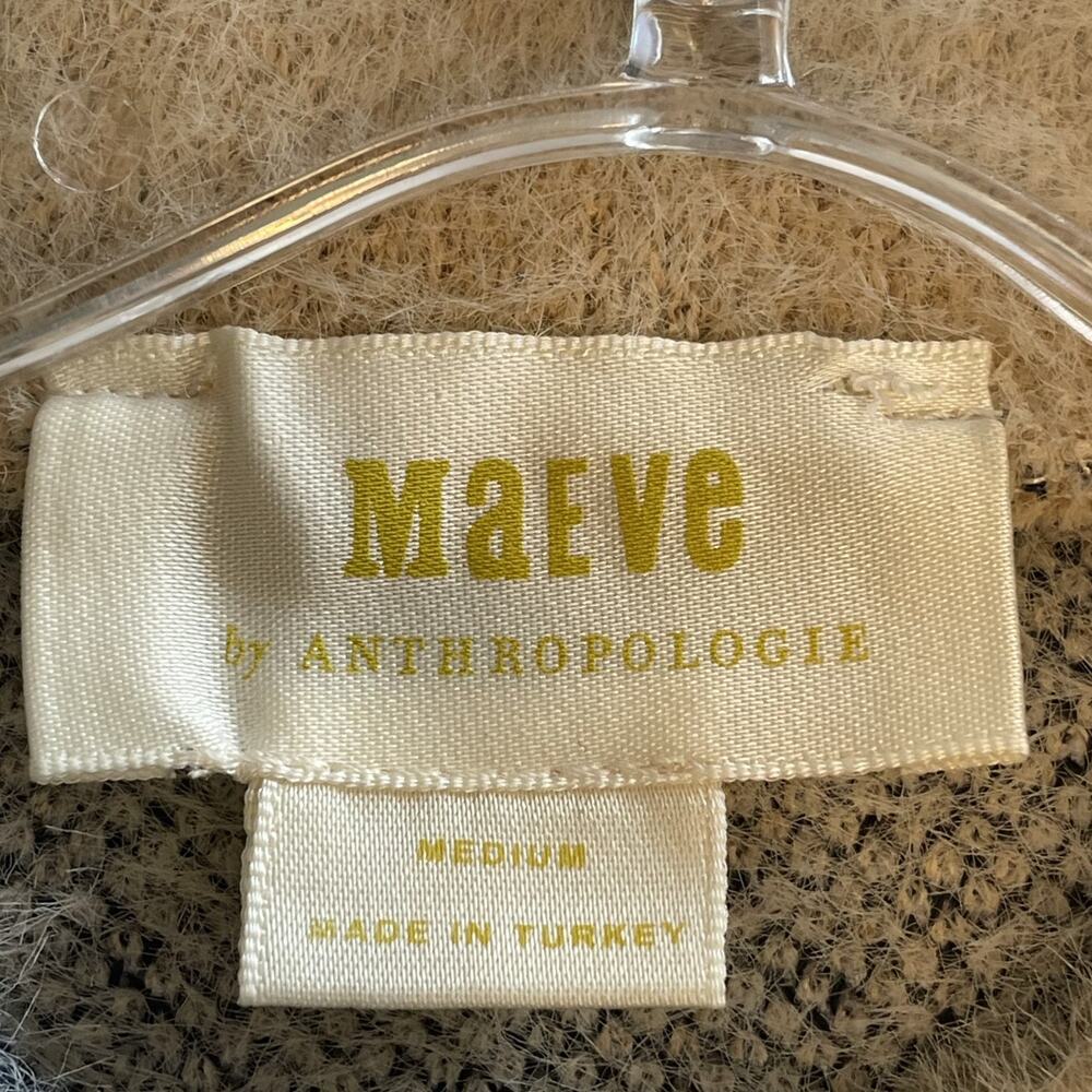 Anthropologie Diagonal Stripe Fuzzy Sweater in Beige and Charcoal - Picture 4 of 10